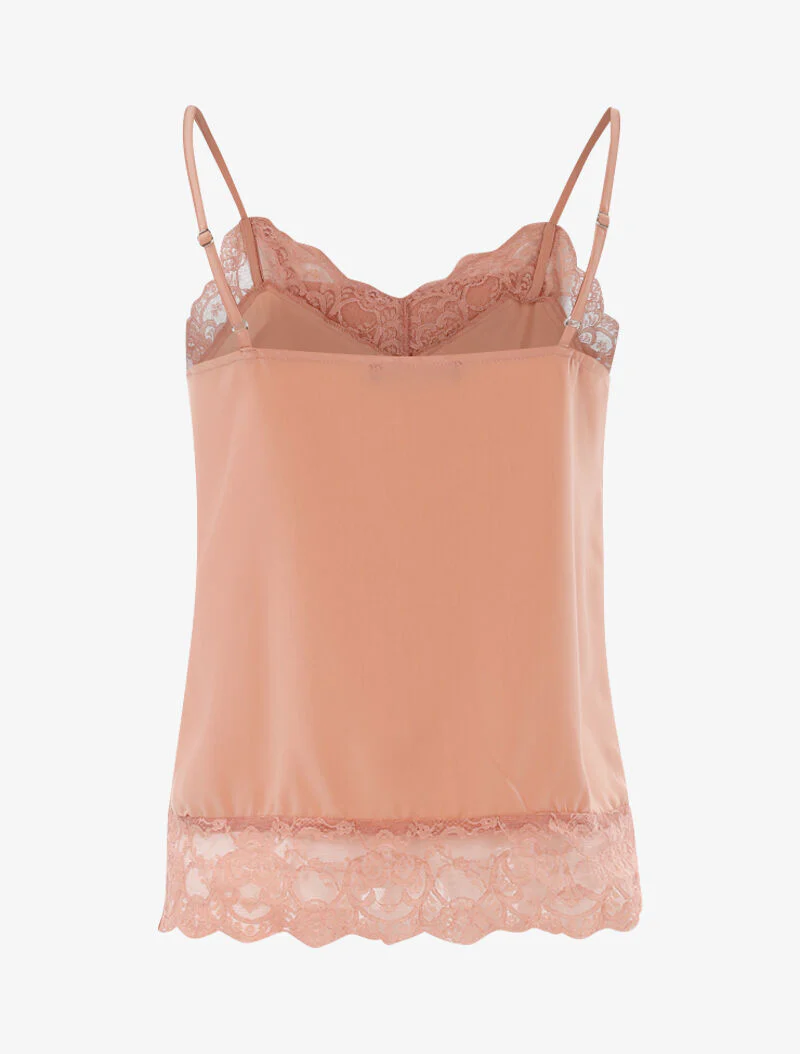 Satijnen top met kanten randen - roze - Image 2
