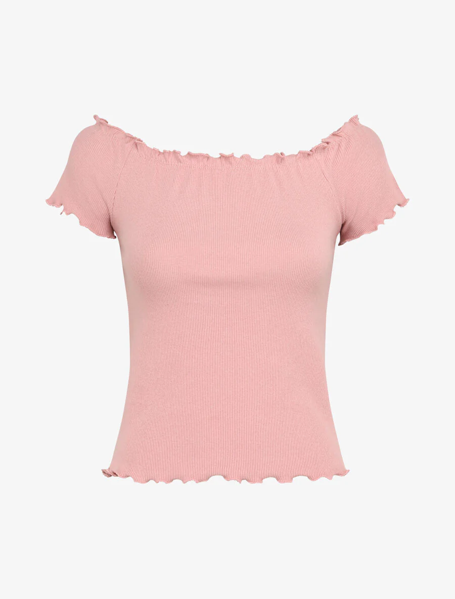 Top slank eenkleurig Bardot - Roze
