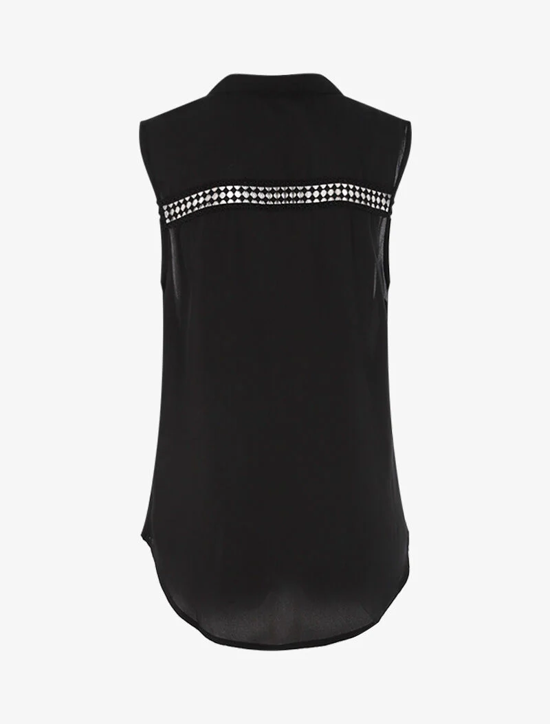 Top stijl mouwloze blouse - zwart - Image 2