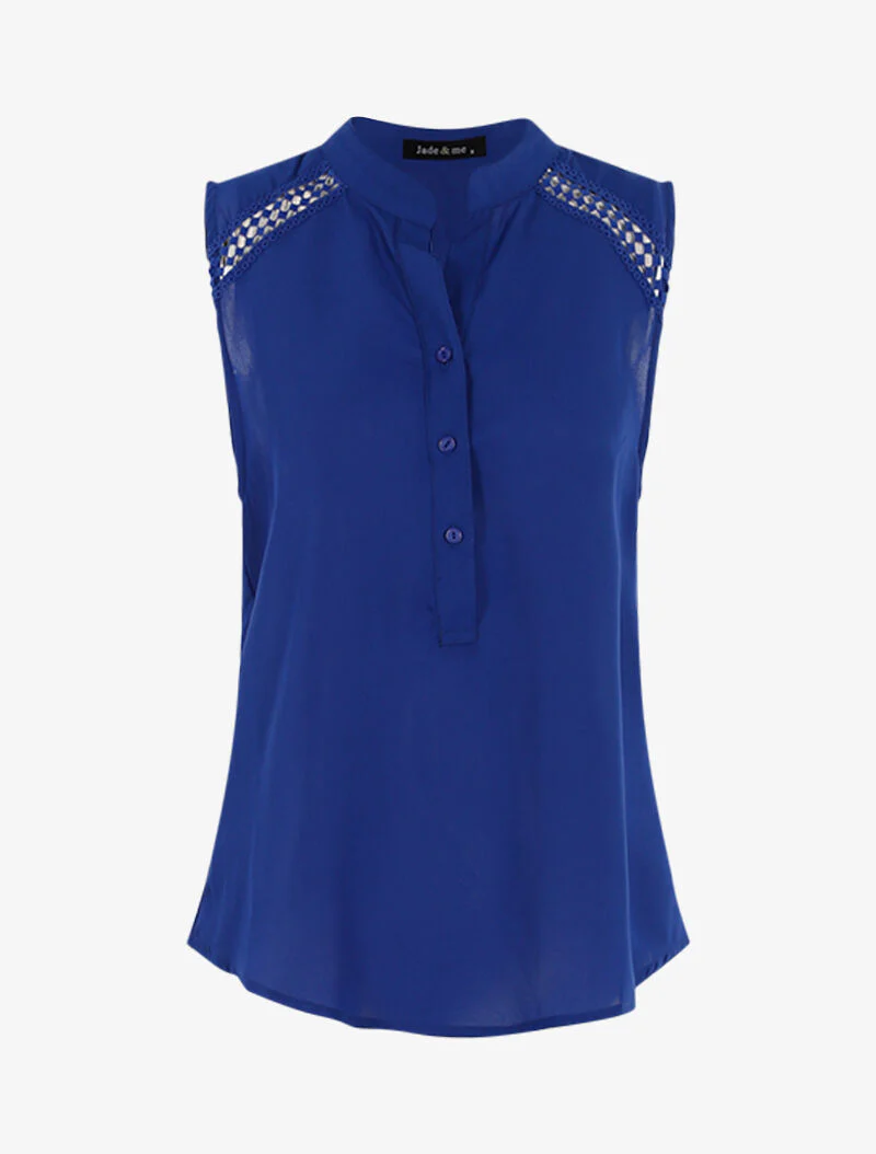 Top stijl mouwloze blouse - elektrisch blauw