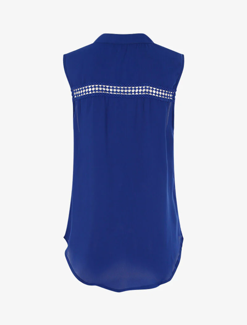 Top stijl mouwloze blouse - elektrisch blauw - Image 2