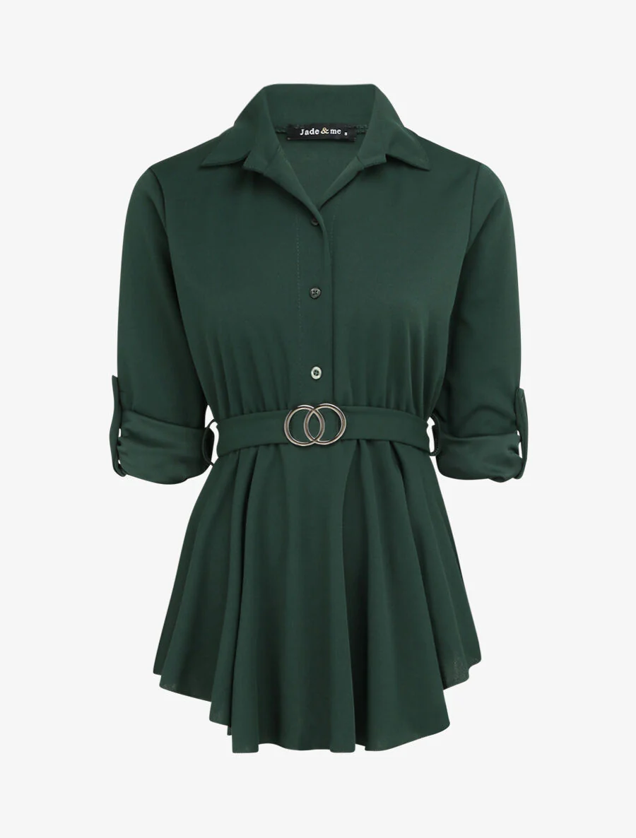 Top stijl blouse met getailleerde taille - Dennengroen