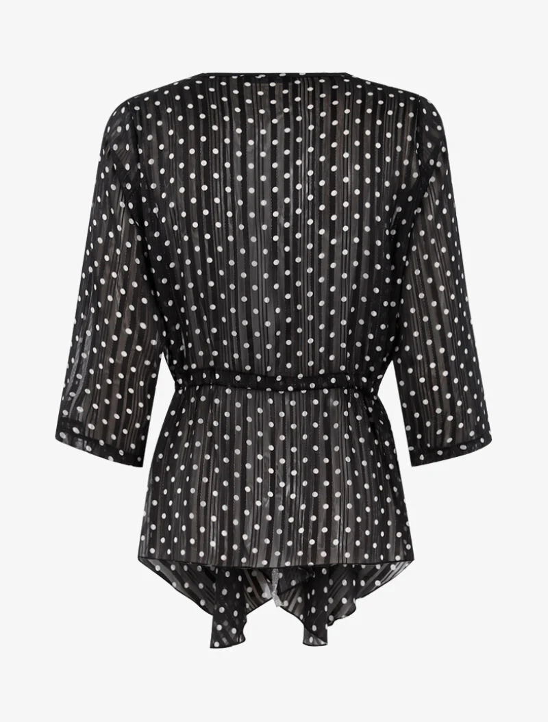 Top tuniekstijl met stippenprint - zwart/wit - Image 2