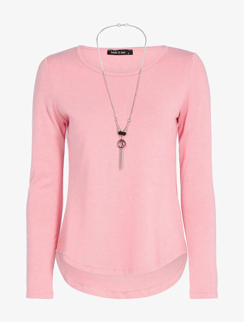 Uitlopende top met langere achterkant - roze