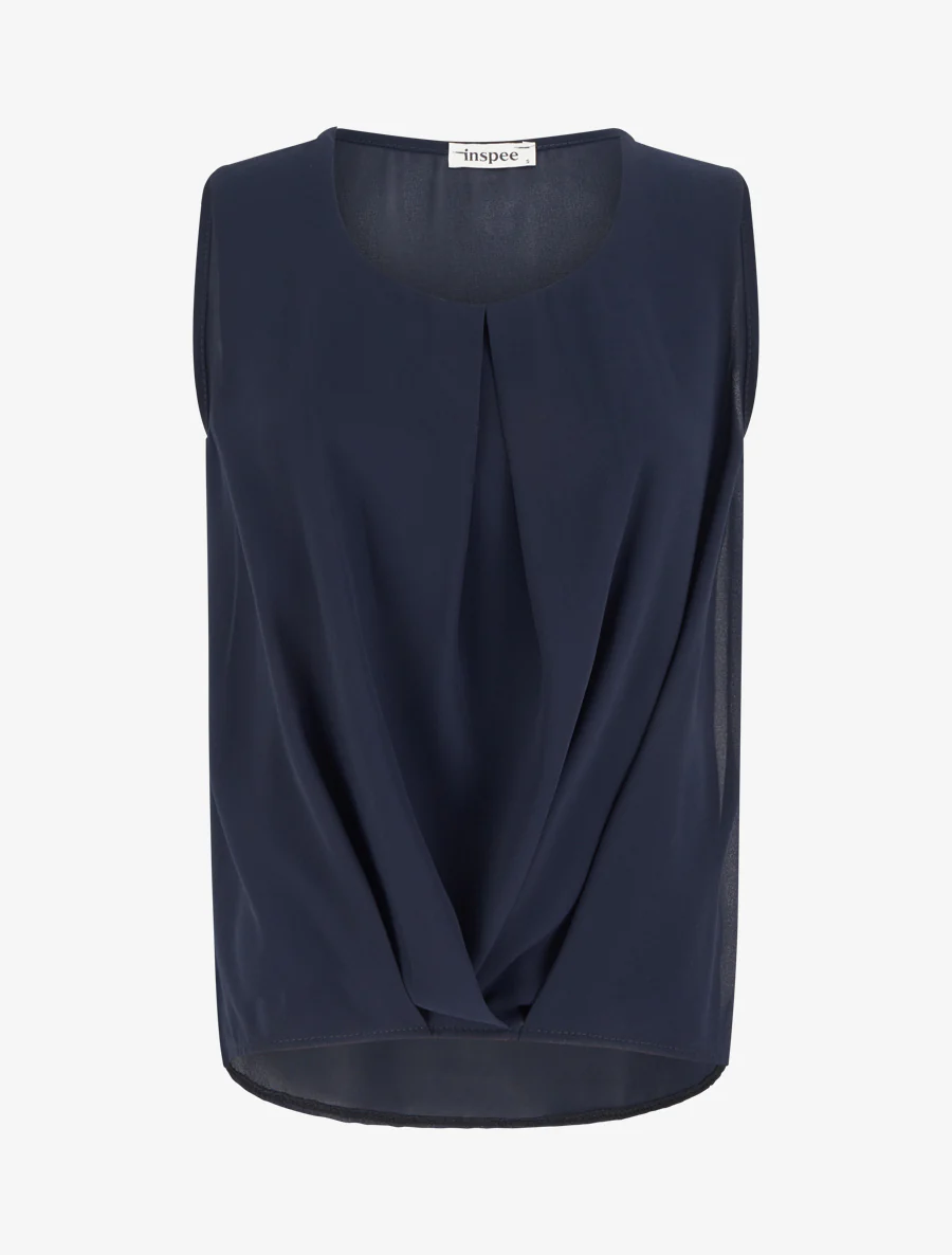 Top van voile met drapeereffect - Marine