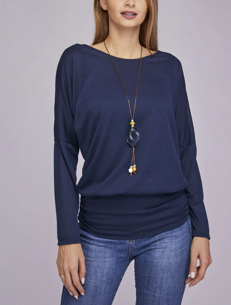 Top vleermuis met schouderriem - Marineblauw