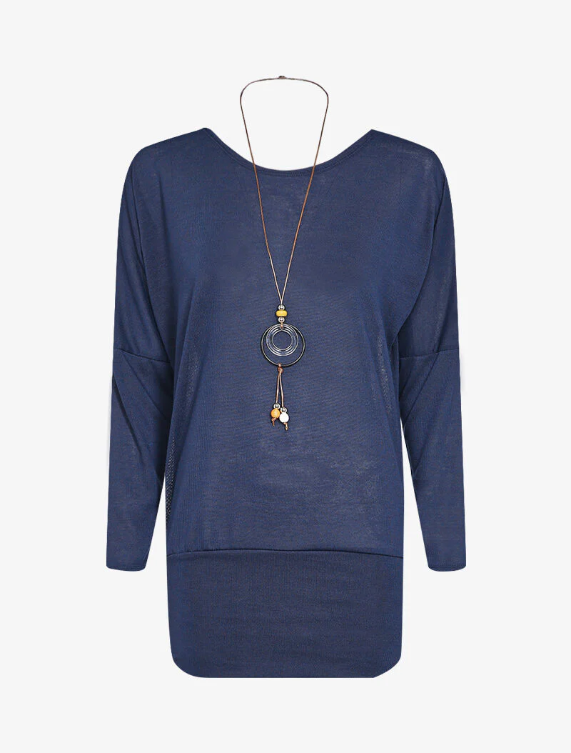 Top vleermuis met schouderriem - Marineblauw - Image 2