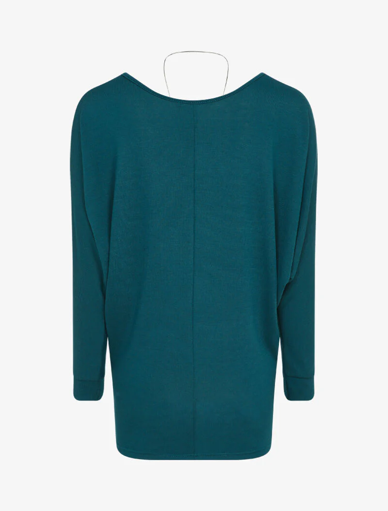 Dolmanmouw top met ronde hals - Blauwgroen - Image 2