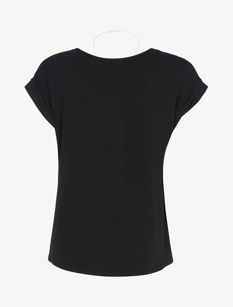 Vloeiende top met ketting - zwart - Image 2