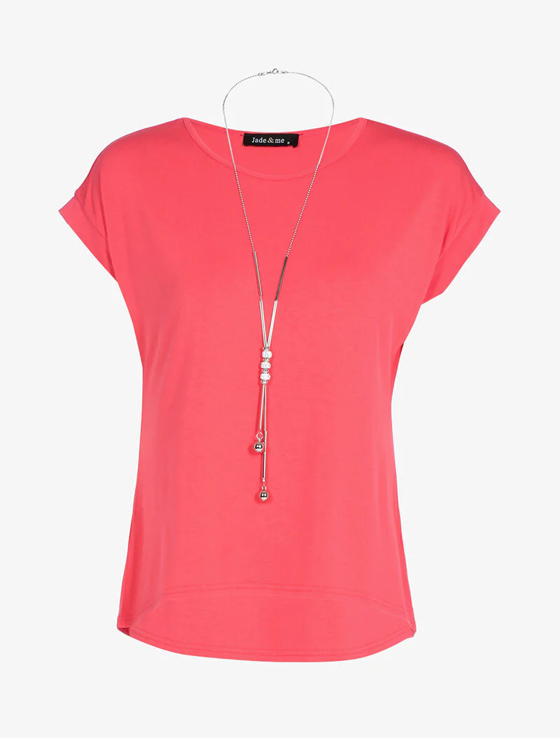 Vloeiende top met hanger - koraal