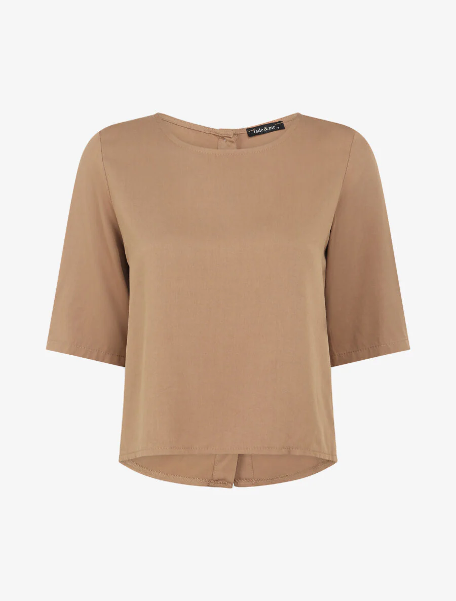 Top met knoopjes op de rug - Camel