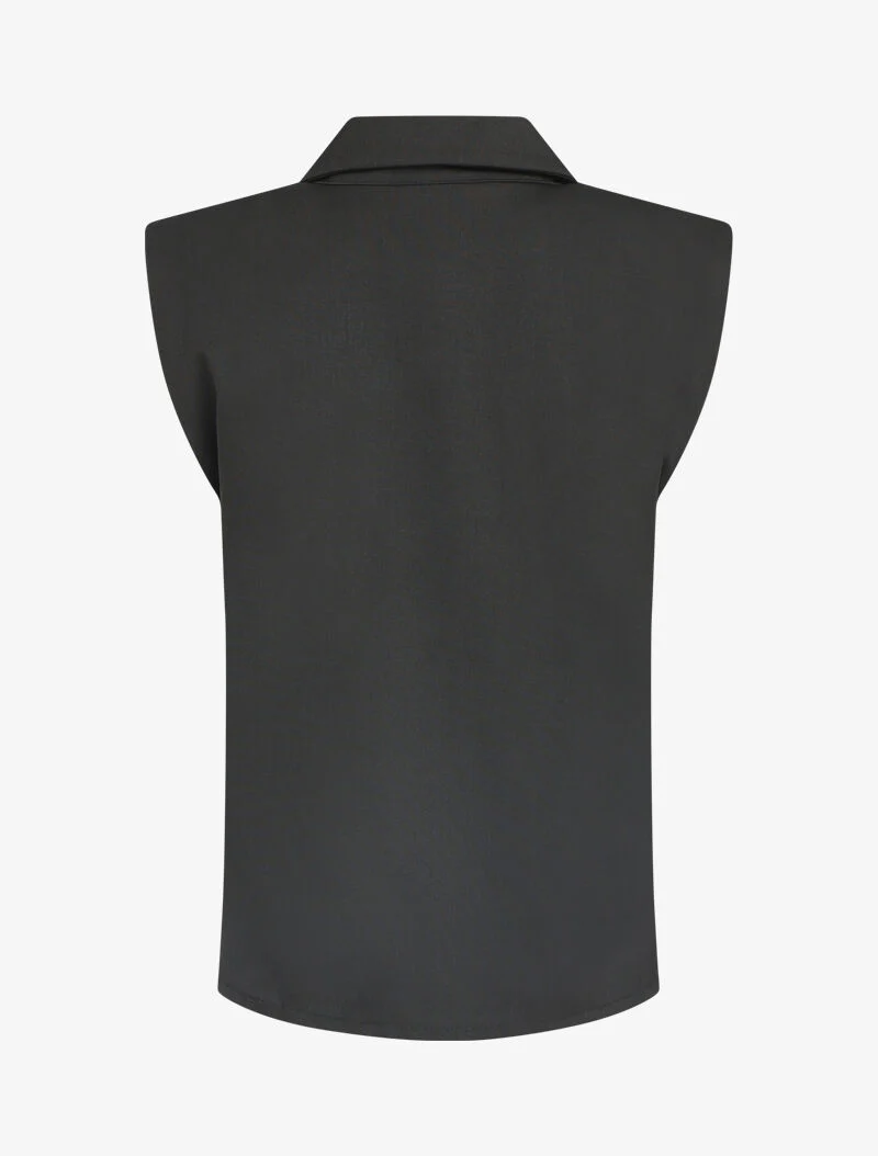 Topstijl blouse met schoudervullingen - zwart - Image 2