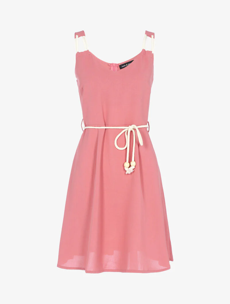 Jurk met koordstijl bandjes - roze