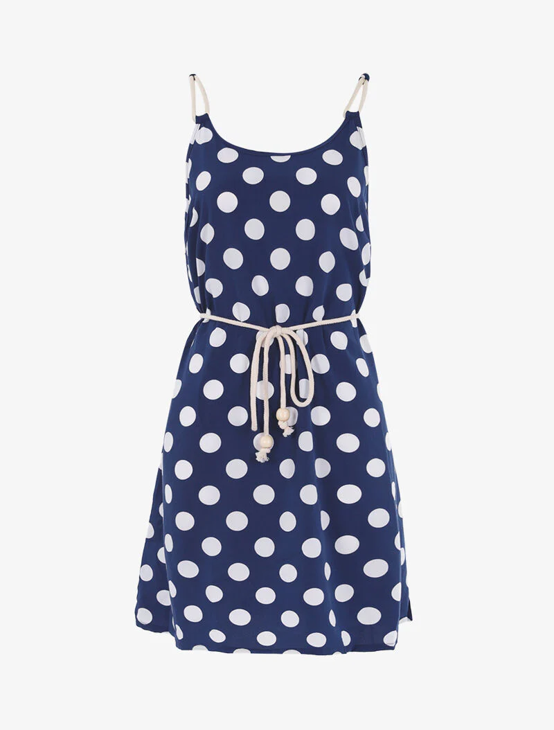 A-lijn jurk met stippen - blauw