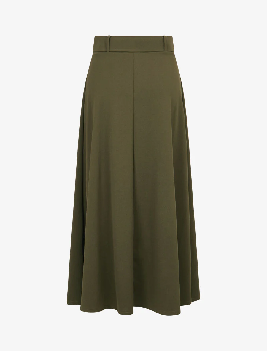 Trapeze rok met riem - Kakigroen - Image 2