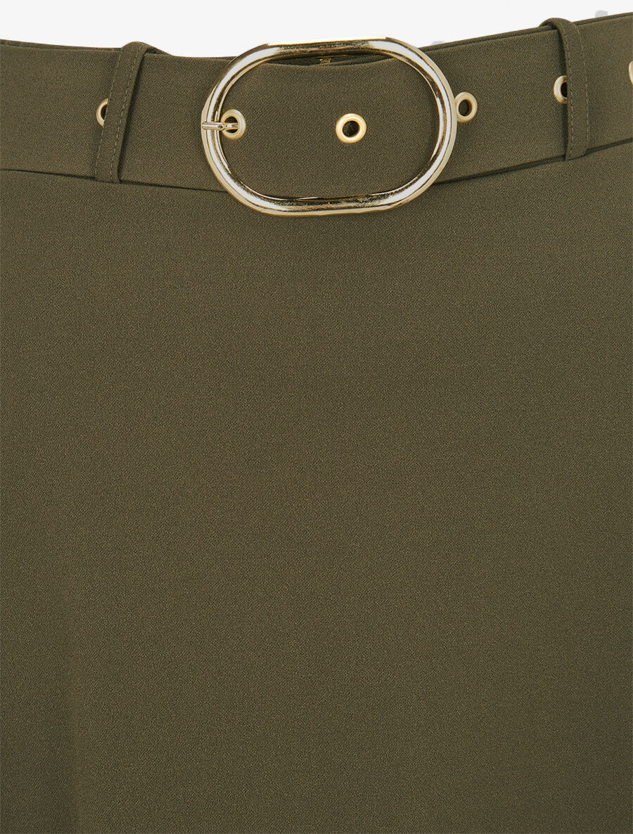 Trapeze rok met riem - Kakigroen - Image 3