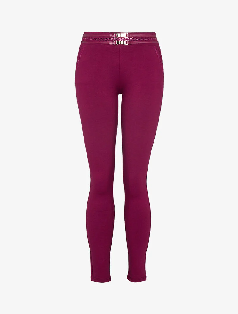 Tregging slank met versierde taille - bordeaux - Image 3