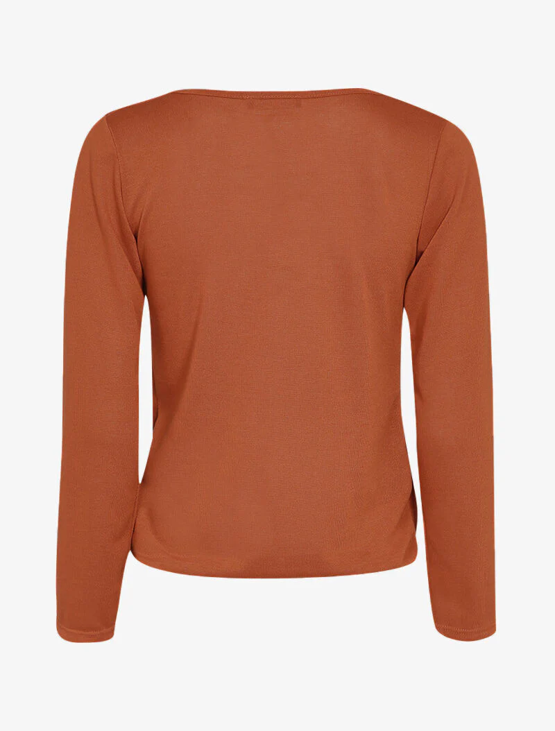 Pull met overlay en cache-coeur kraag - Oranje - Image 3