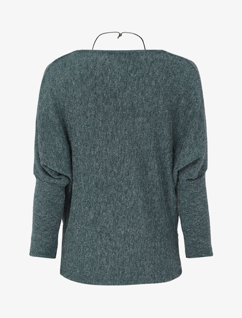 Cowl neck sweater with dolman sleeves - Smaragdgroen - Image 2