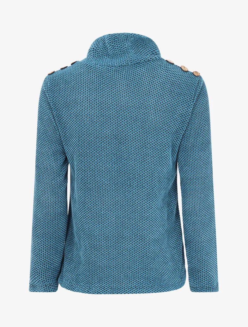 Getextureerde trui met opstaande kraag - Blauw - Image 2