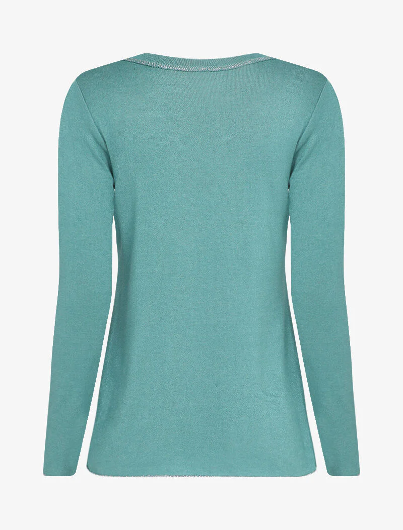 Irisé inschrijvingen pull met lange rug - Karrenblauw - Image 2