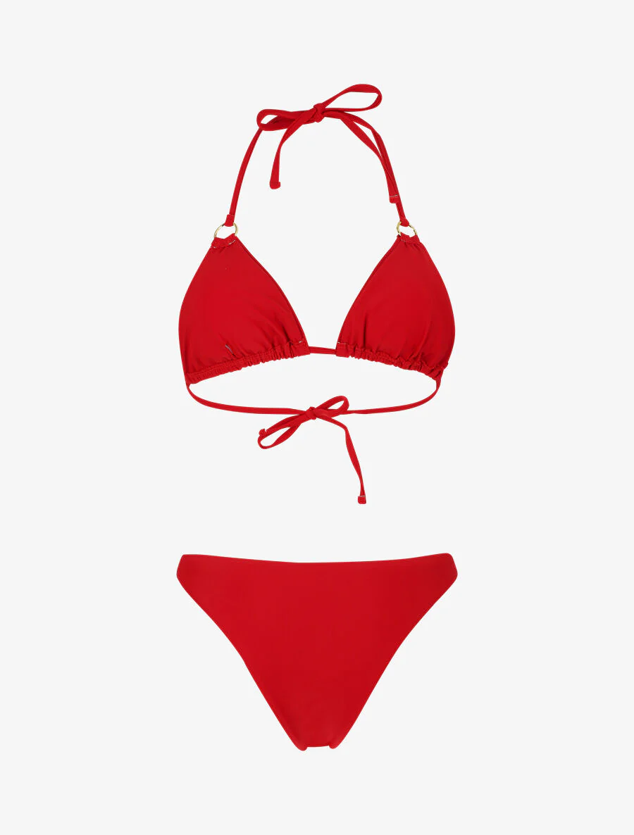 Triangel Bikini met Ringen - Rood - Image 2