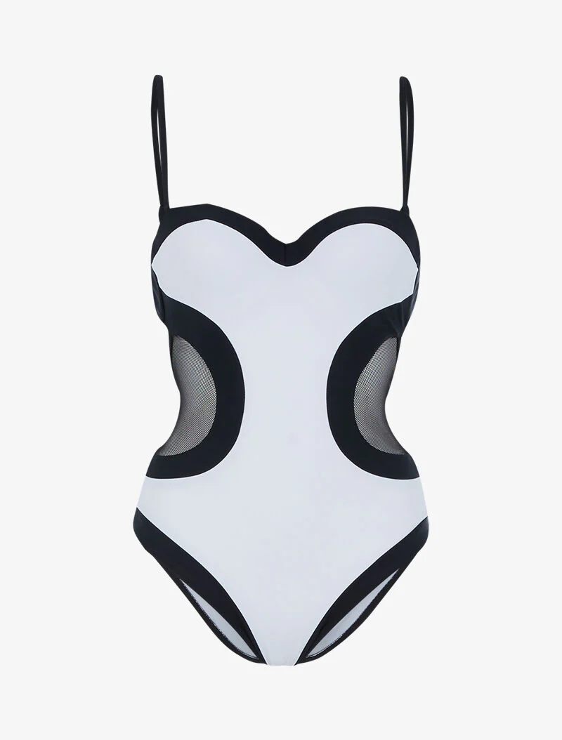 Trikini color block - wit/zwart - wit en zwart