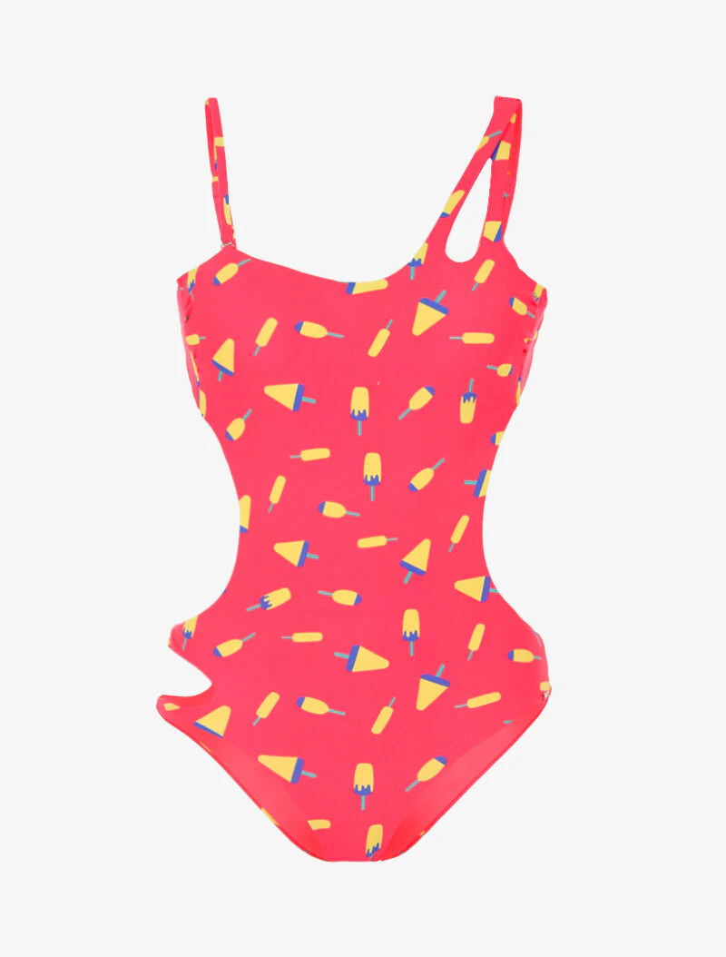 Trikini met sorbetprint - fluoroze