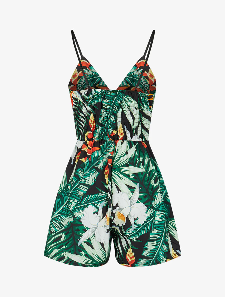 Tropische print jumpsuit - Zwart - Image 2
