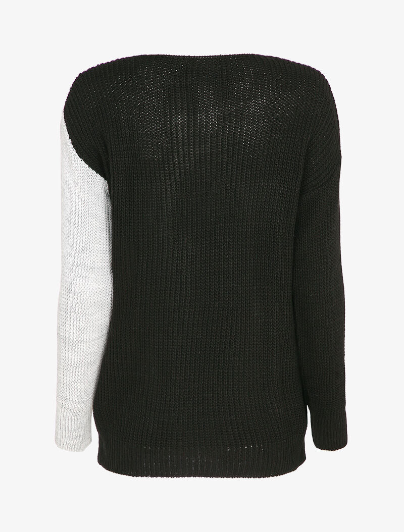 Trui met ronde hals in drie kleuren - Zwart - Image 2