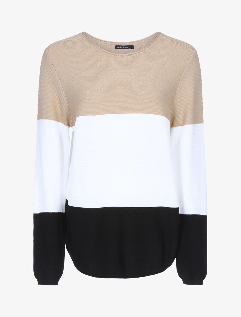 Gebreide trui in drie kleuren - camel/ecru/zwart