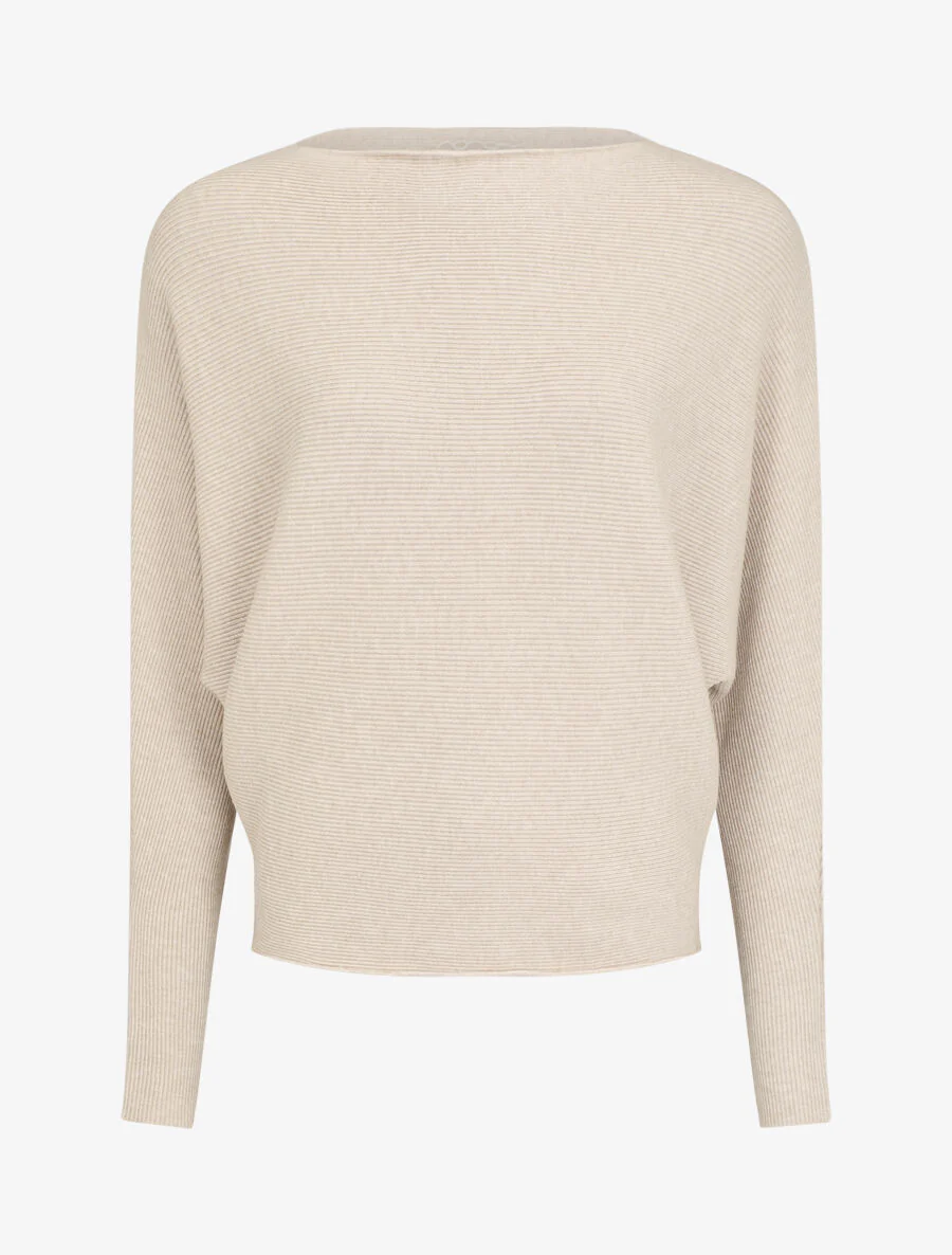 Trui in loose fit met ronde hals - Beige