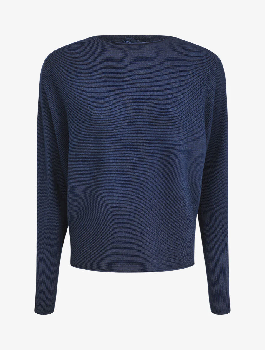 Trui in loose fit met ronde hals - Marineblauw