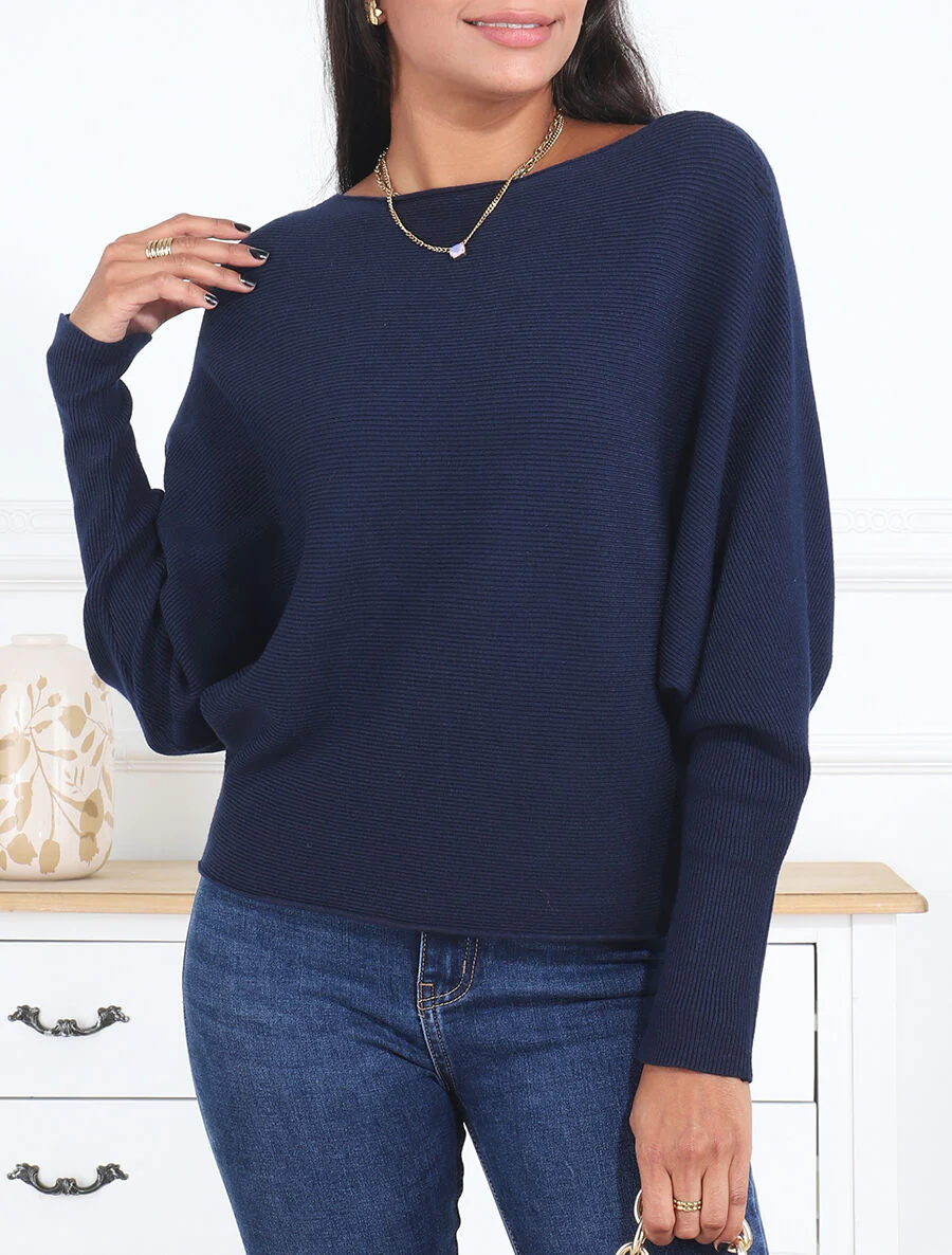 Trui in loose fit met ronde hals - Marineblauw - Image 3