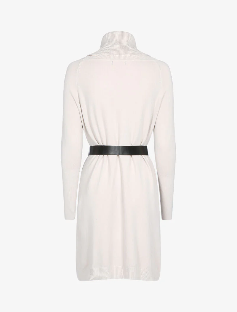Trui jurk met bischopmouwen en geometrische details - beige - Image 2