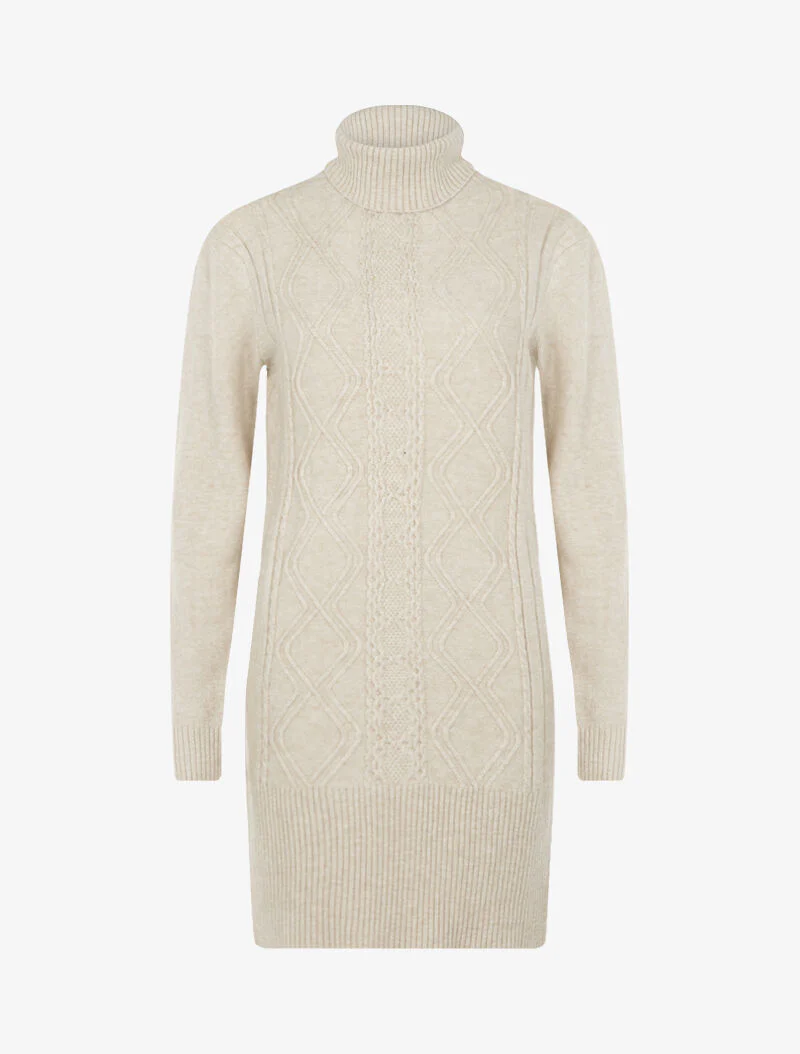 Trui jurk met grafische texturen - beige