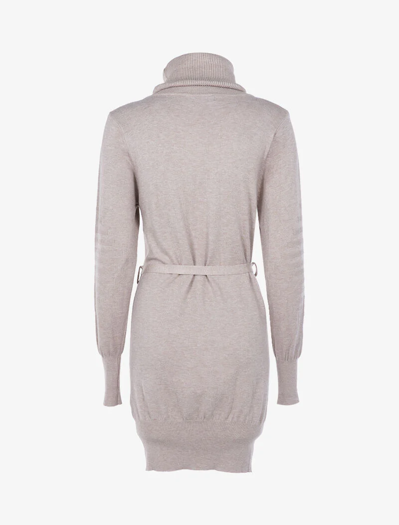 Gebreide jurk met gevlochten en geribbelde details - beige - Image 2
