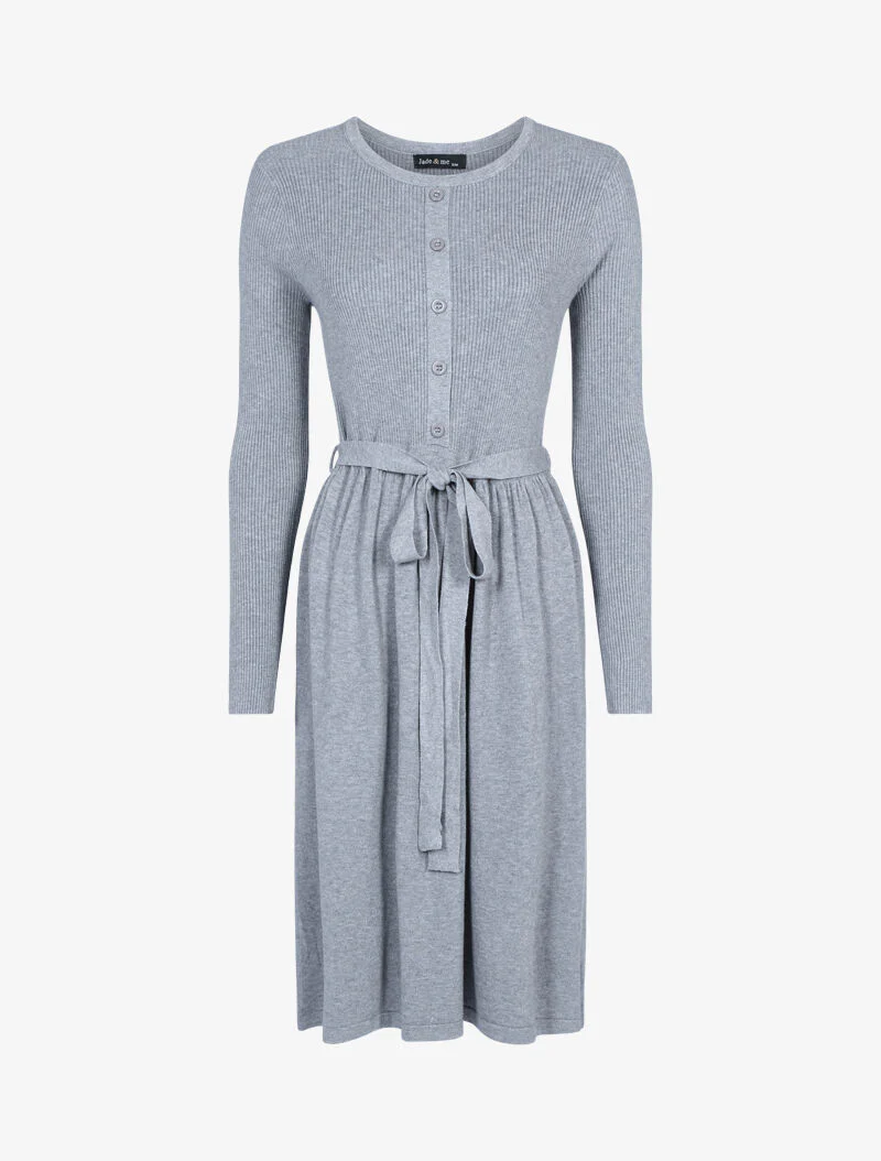 Trui-jurk met knoopsluiting op de buste - grijs - Image 2