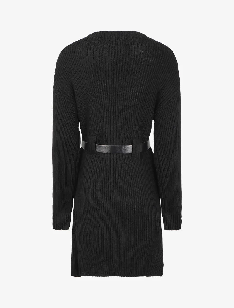 Trui-jurk met opstaande kraag - Zwart - Image 2