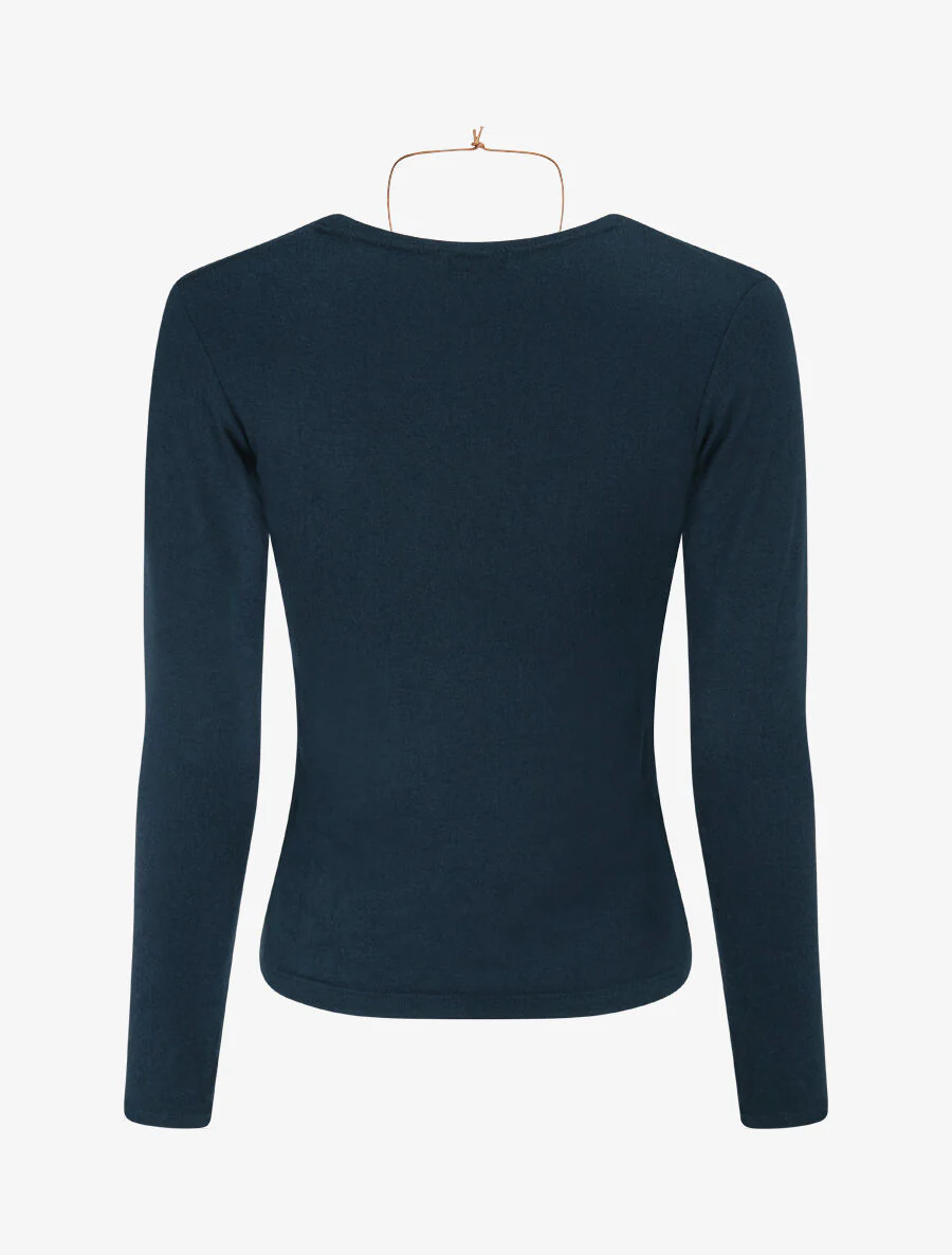 Trui met dunne vierkante hals - Marineblauw - Image 2