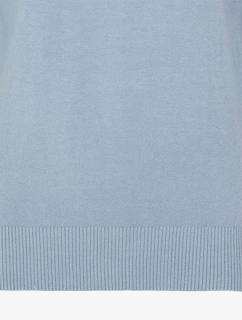 Trui met een open V-hals en een gehaakt ajourpatroon op de rug - Blauw - Image 3