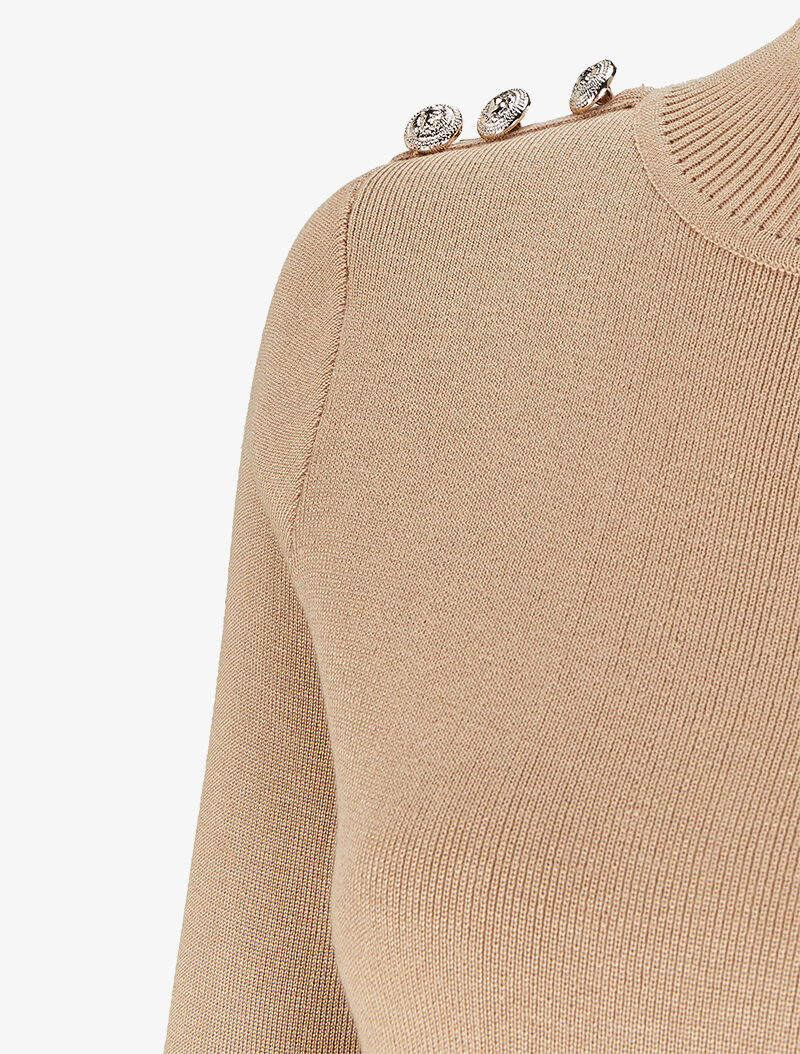 Trui met gestileerde knopen - Beige - Image 3