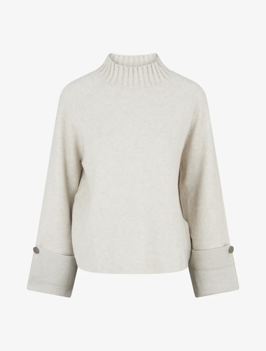 Trui met glinsterende details aan de mouwen - Beige