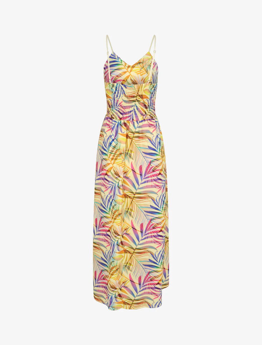 Trompe-l'oeil jumpsuit met tropische bladeren print - Geel - Image 3