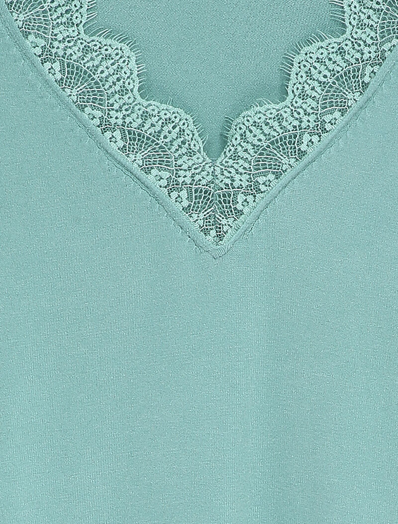 Trui met V-hals en kant - Lichtblauw - Image 3