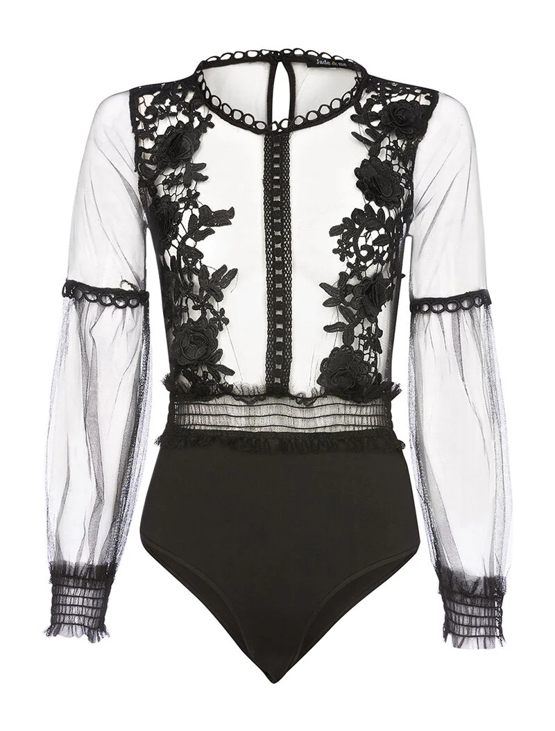Body in tule - zwart