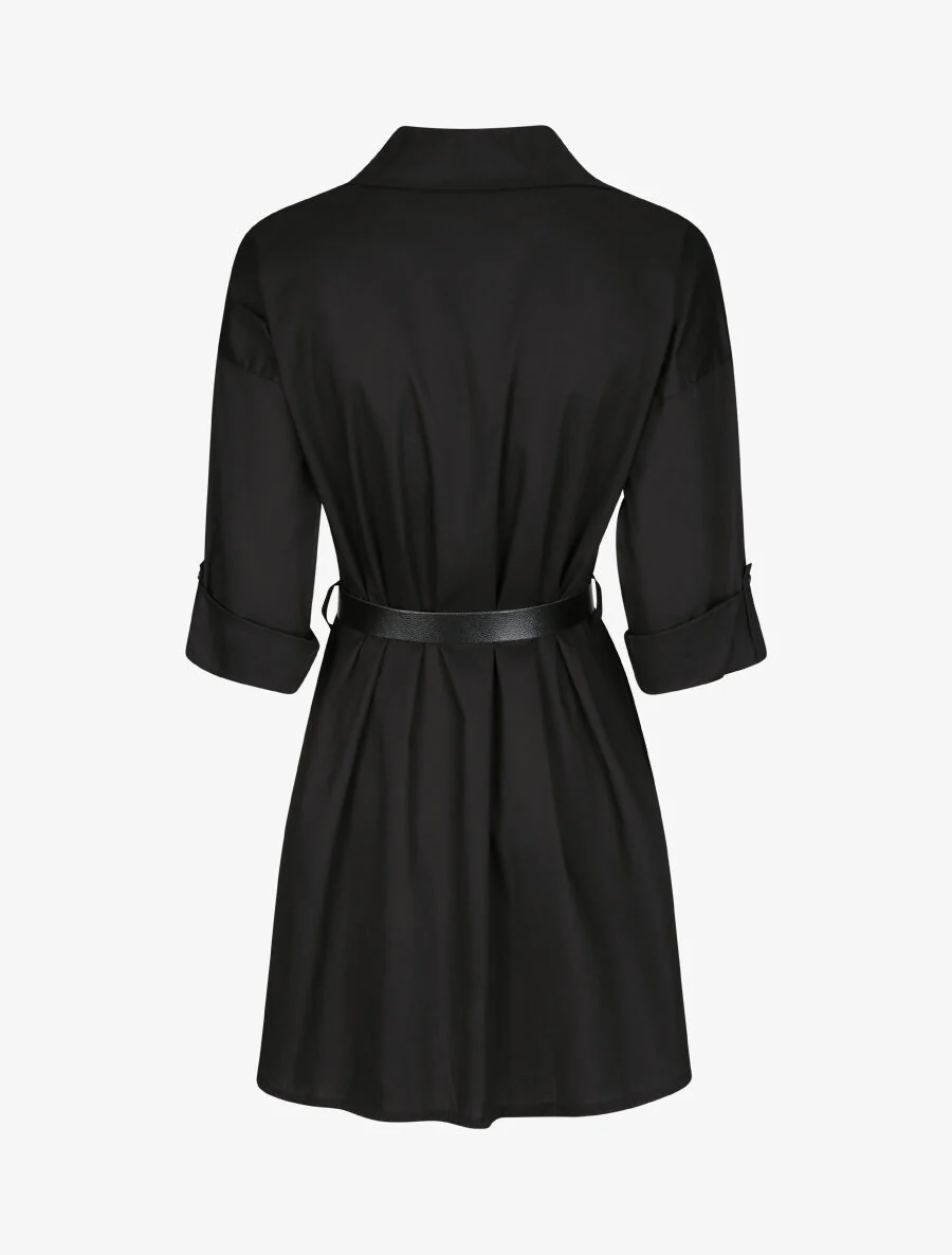 Effen overhemdstijl tuniek - Zwart - Image 2