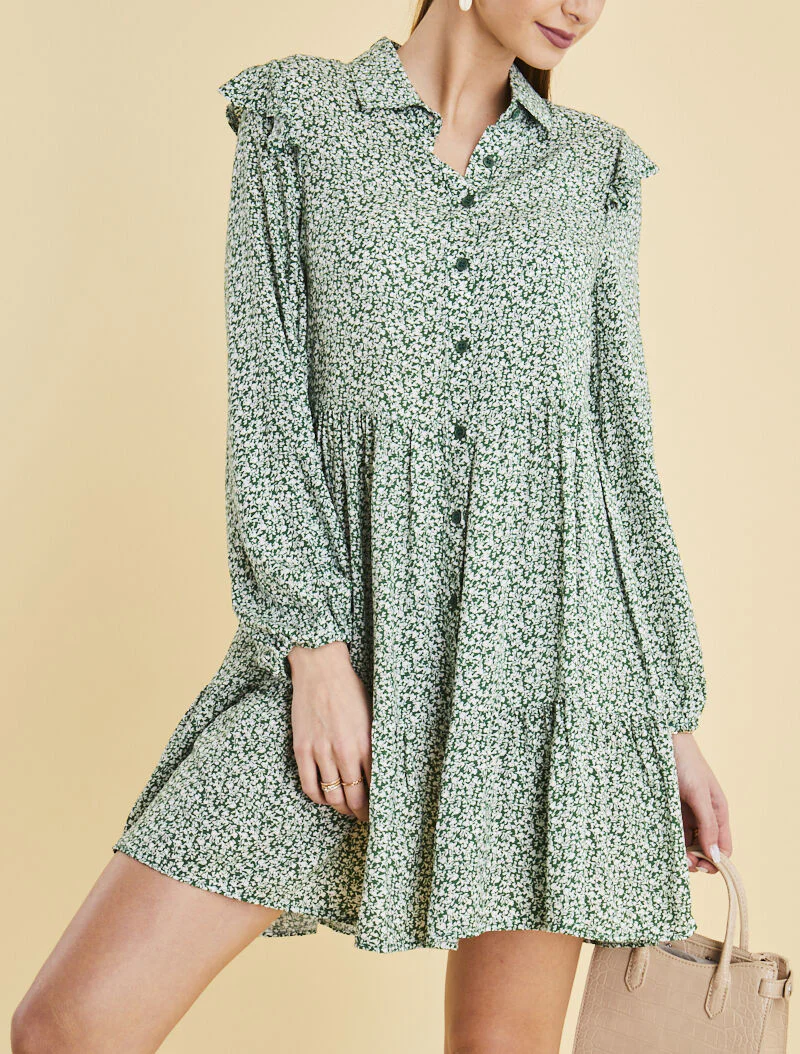 Tuniek in barokke stijl met overhemdprint - groen