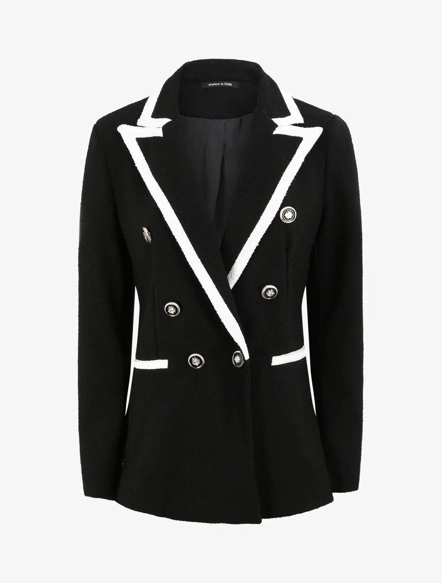 Tweed effect blazer - Zwart