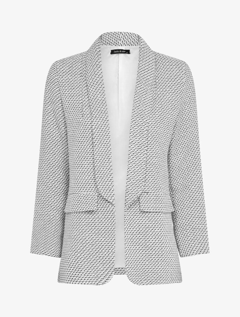 Tweed-effect jasje met decoratieve zakken - Zwart